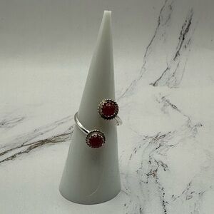 Esther White Silver Ring with Bold Pink Opal